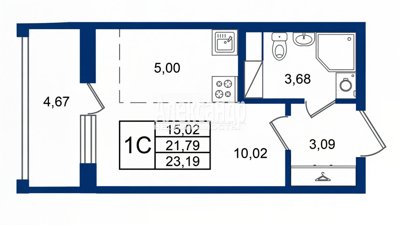Студия (22м2) на продажу — фото 2 из 15