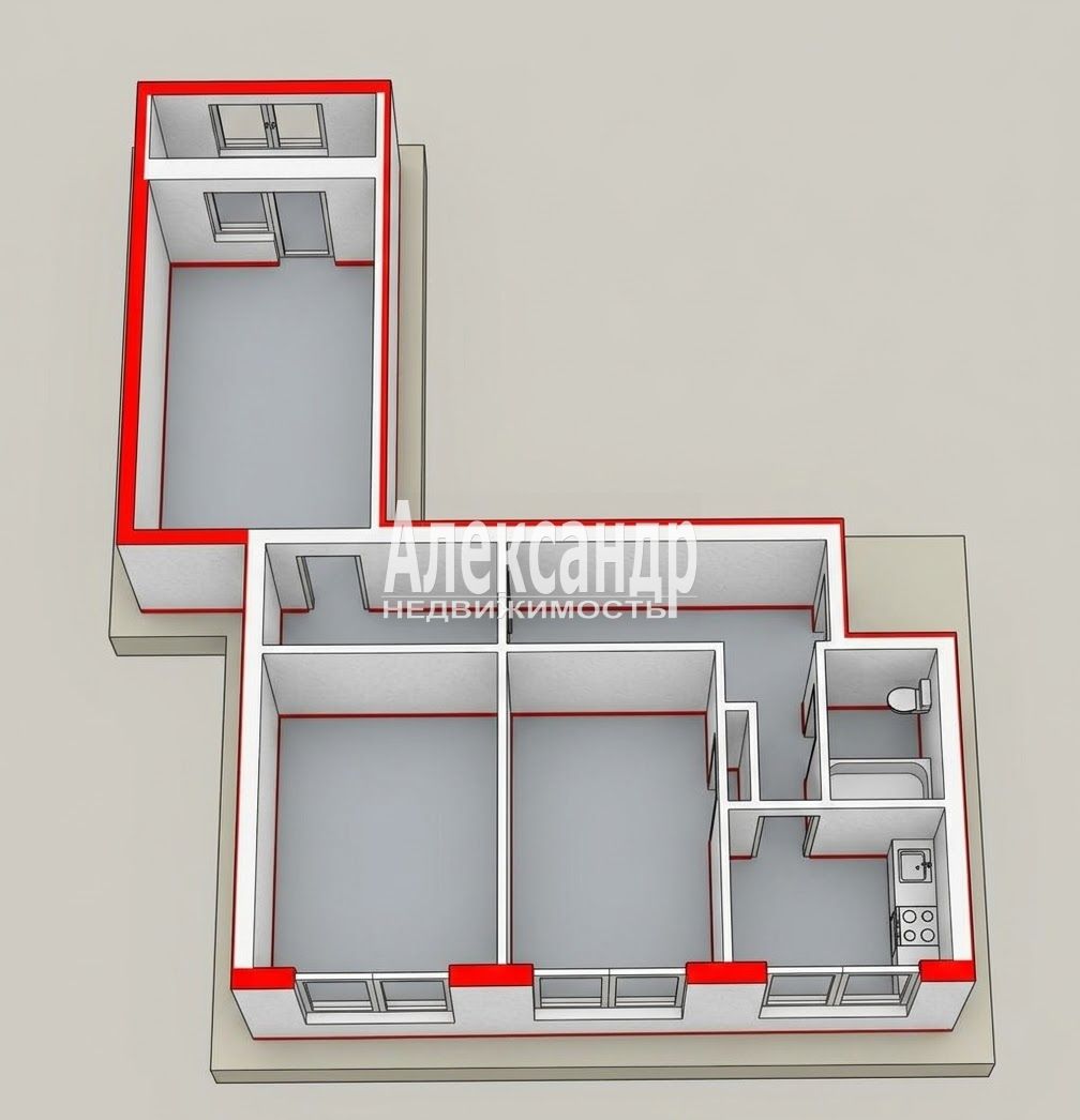 3-комнатная квартира (60м2) на продажу по адресу Санкт-Петербург, проспект Культуры, 6к2— фото 17 из 18