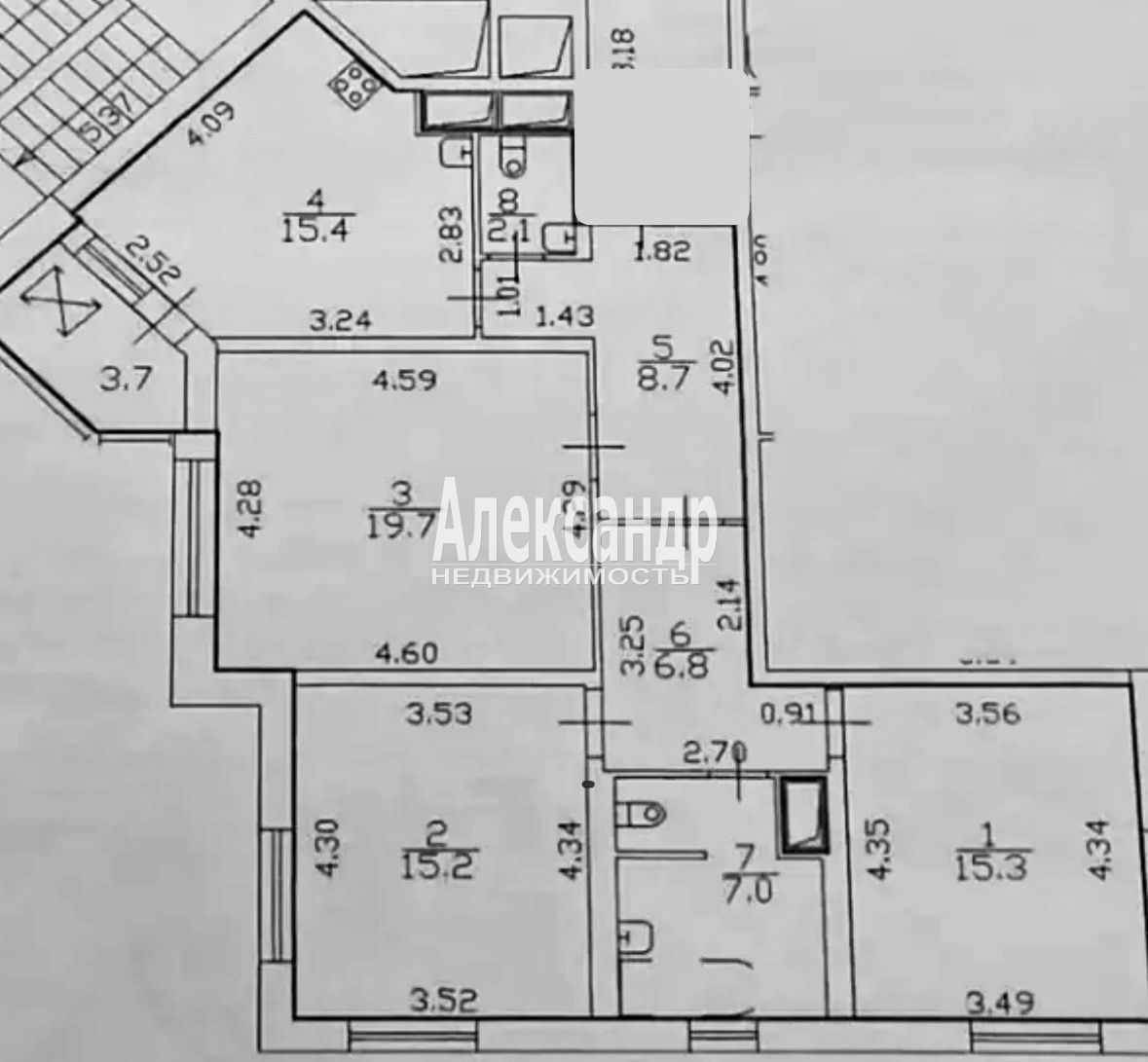 3-комнатная квартира (90м2) на продажу по адресу Санкт-Петербург, Дунайский проспект, 7к7— фото 2 из 5