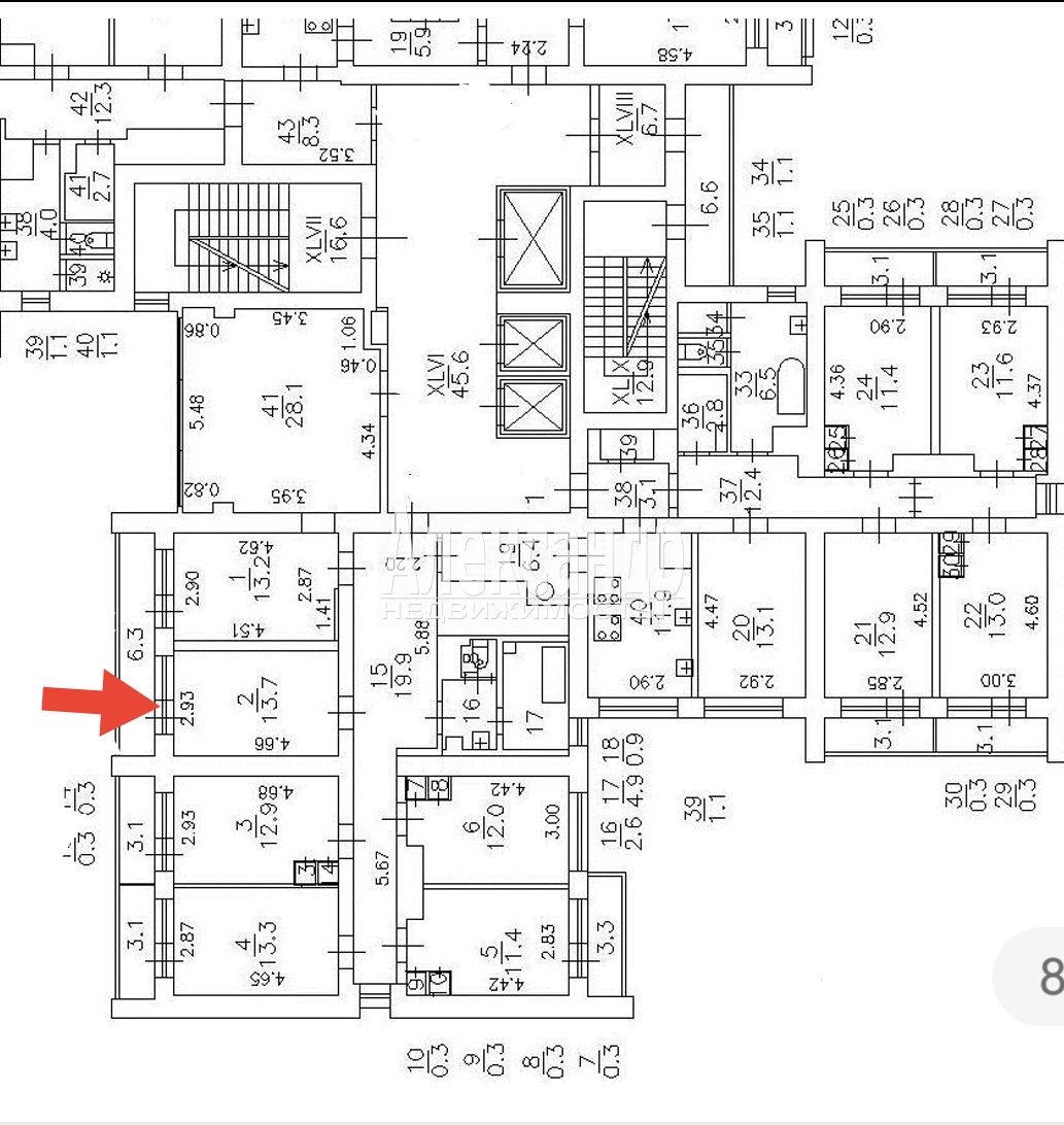 Комната в 12-комнатной квартире (245м2) на продажу по адресу Санкт-Петербург, проспект Энгельса, 149к3— фото 10 из 11