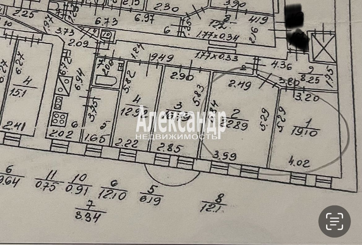 2 комнаты в 4-комнатной квартире (123м2) на продажу по адресу Санкт-Петербург, 10-я Советская улица, 16— фото 1 из 14